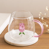 🌹 Elegant Glass Rose Mug – Sip in Style 🌹